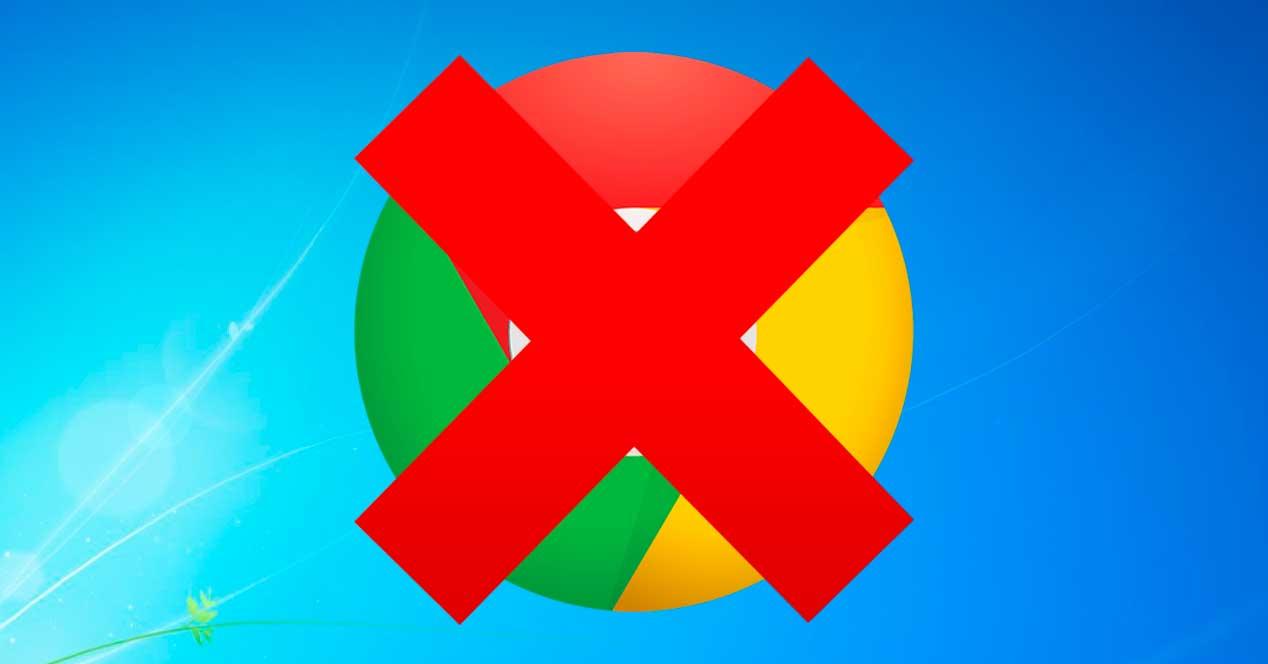 Google Chrome tachado en Windows 7