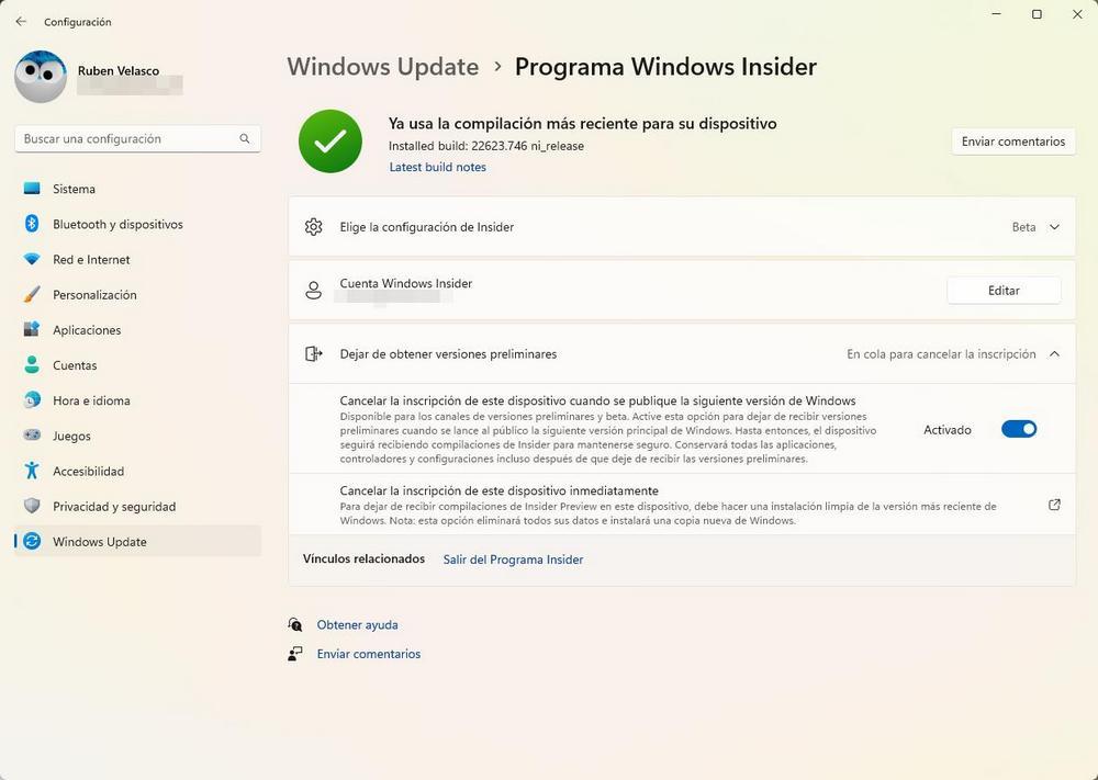 Windows Insider en Windows 11 22H2 - 2