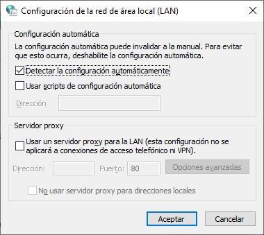 Configuración LAN proxy