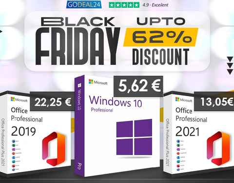 Consigue tu licencia de Windows desde 5,62 euros y Office 2021 de por vida  por 13,05 con estas ofertazas del Black Friday de Godeal24