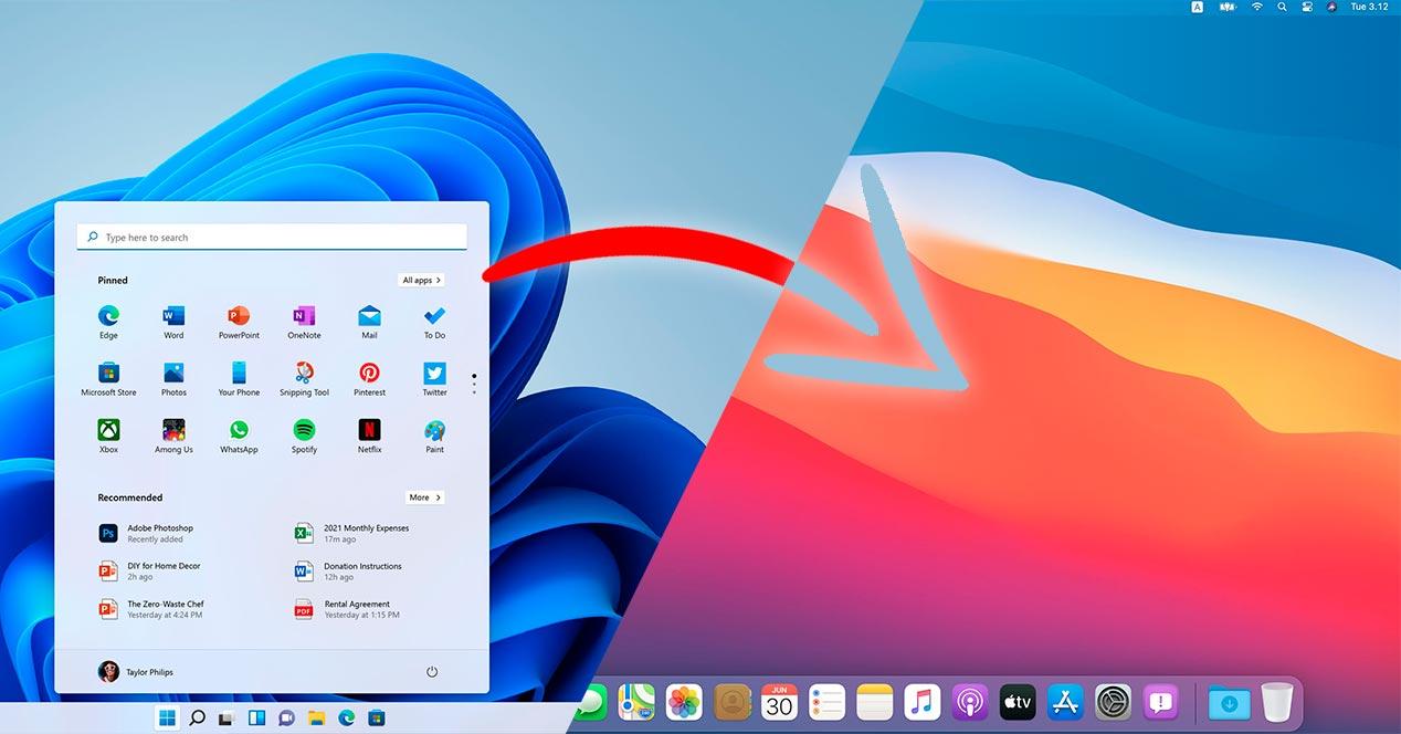 Diseño de macOS en Windows