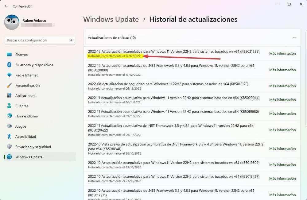 Actualizaciones Windows - Tipo y desinstalar 2