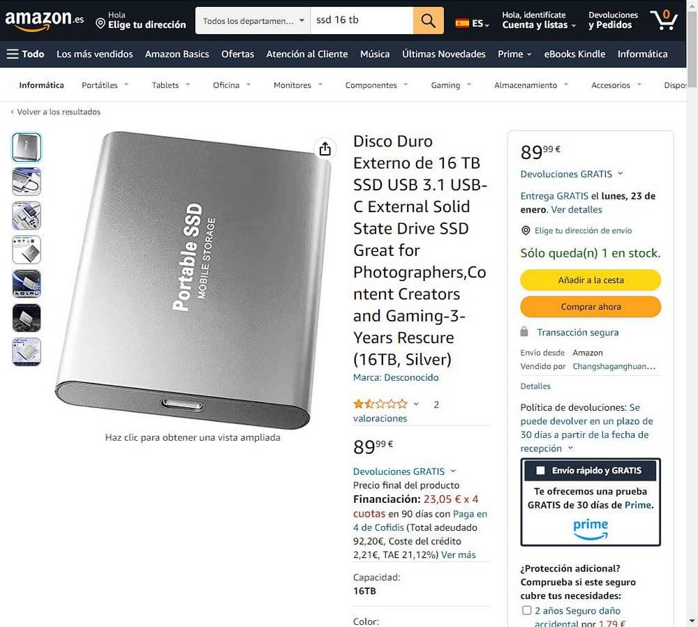 SSD falso Amazon 1