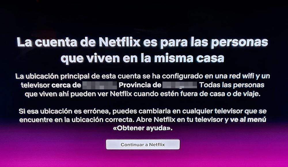 Compartir cuenta Netflix Error