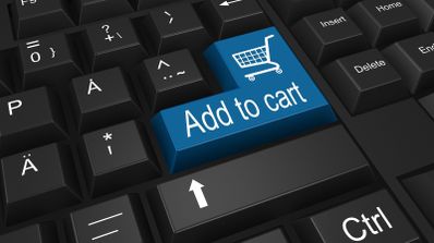 carrito compra en un teclado