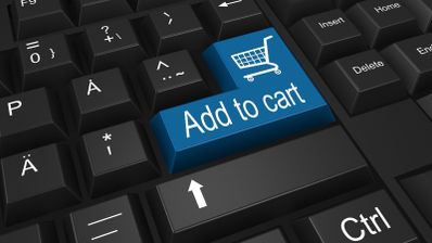 carrito compra en un teclado