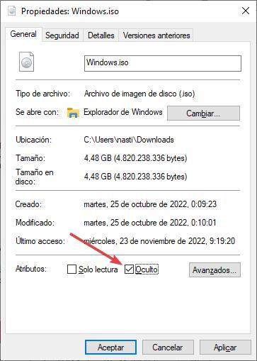 Mostrar archivo oculto Windows