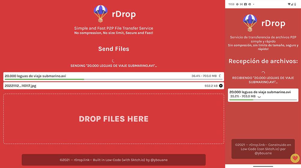 rDrop - enviar archivos grandes por internet
