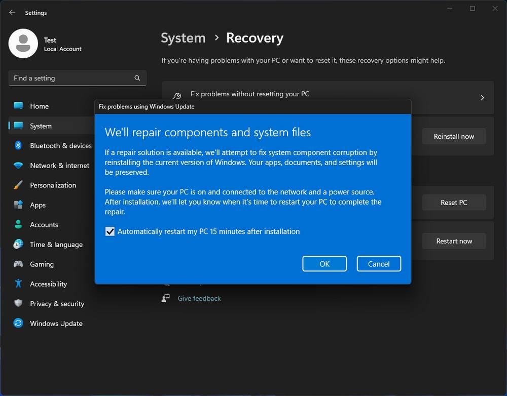 Windows 11 23H2 reparación