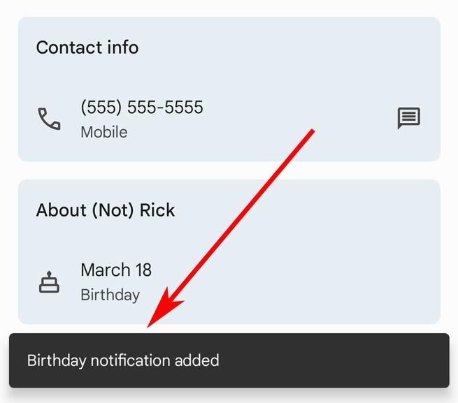 Google birthday contact