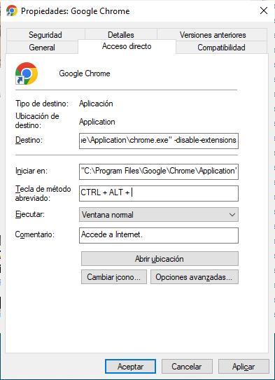 Desactivar extensiones iniciar Chrome