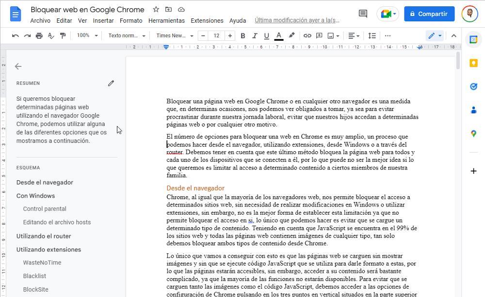Resumen documentos Google Docs