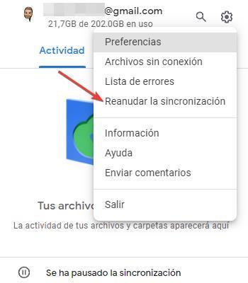 Sincronizar archivos Google Drive