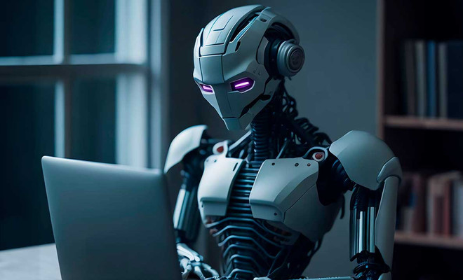 Robot usando un ordenador