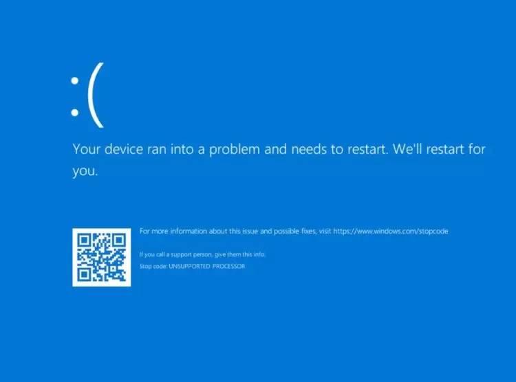 BSOD UNSUPPORTED_PROCESSOR