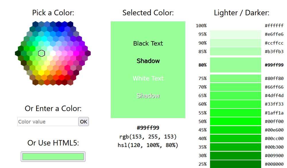 HTML اللون المنتقى