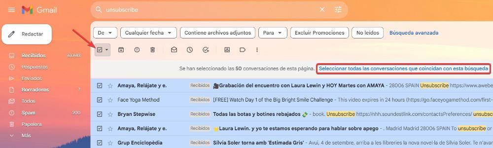 Eliminar correos Gmail