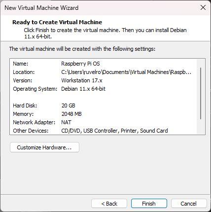 Instalar Raspberry Pi OS - VMware 5