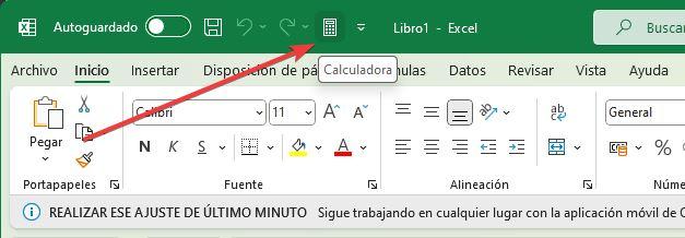 Acceso directo calculadora Excel