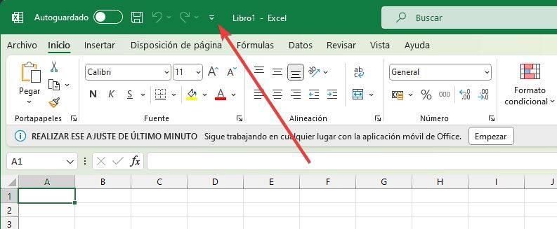 Excel menú barra herramientas 1