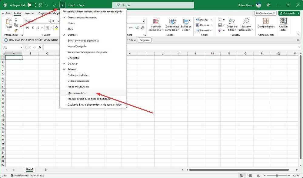 Excel menú barra herramientas 2