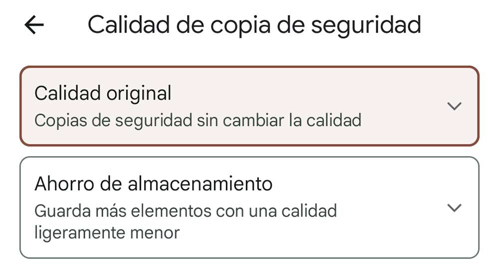 Calidad fotos Google Fotos