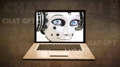 Portátil con imagen robot