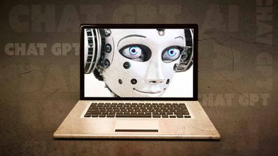 Portátil con imagen robot