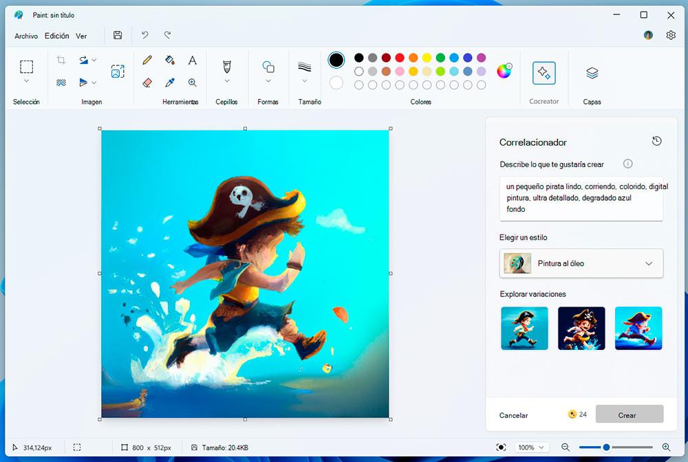 Función Cocreador en Paint para Windows 11