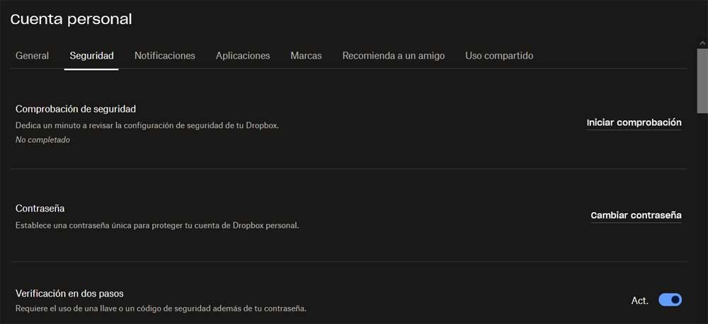 configurar Dropbox