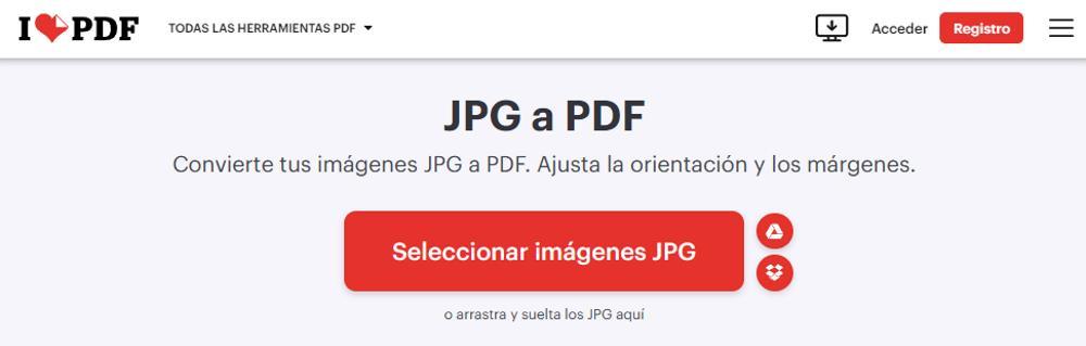 Convertir imágenes en PDF con iLovePDF