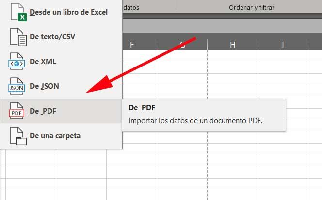 importar pdf Excel