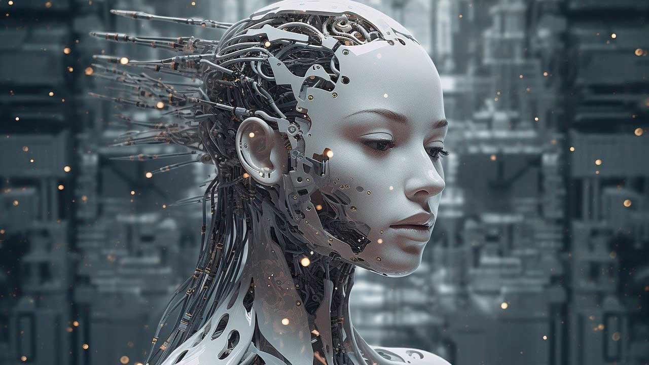Mujer representado una Inteligencia Artificial