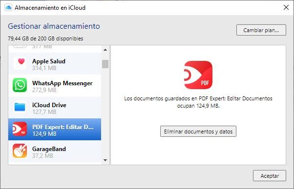 Liberar espacio en iCloud