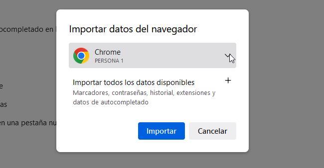 Copiar datos de Chrome a Firefox