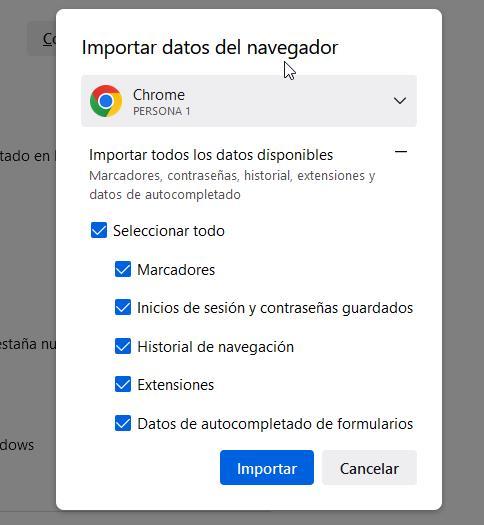 Copiar datos de Chrome a Firefox