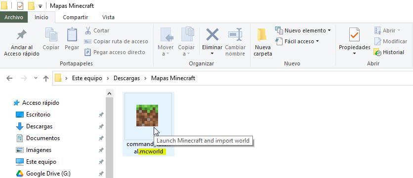 Instalar mapas Minecraft mcworld