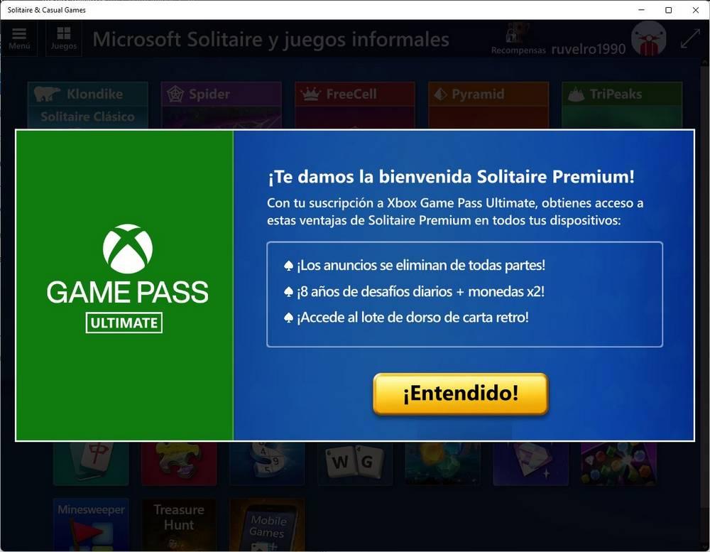 Solitario Windows Game Pass