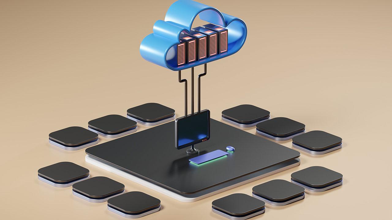 Icono de nube con servidores