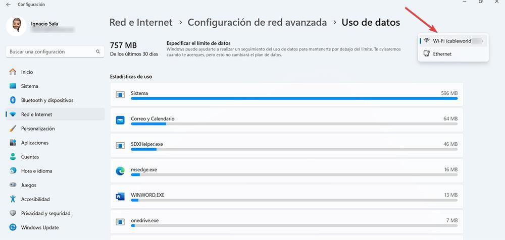 Consumo GBs Internet Windows 11