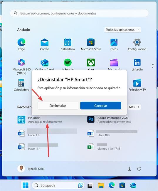 Desinstalar aplicación HP Smart en Windows