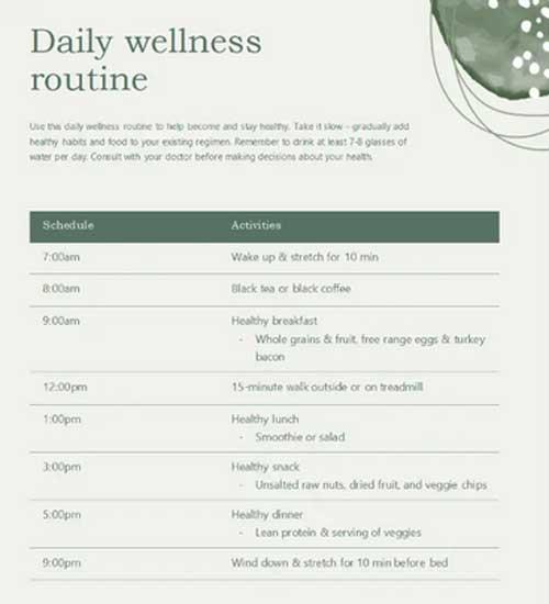 Daily wellness routine