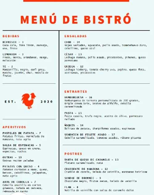 menu deporte