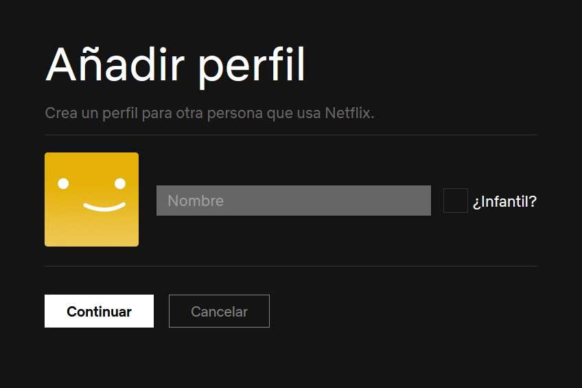 nuevo perfil Netflix