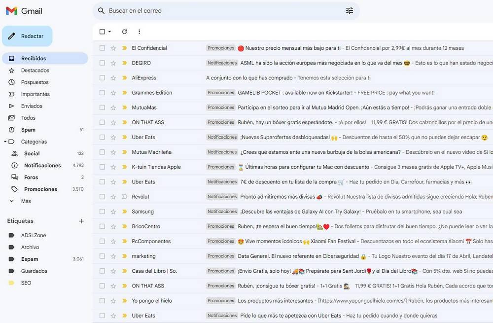Correos SPAM en Gmail