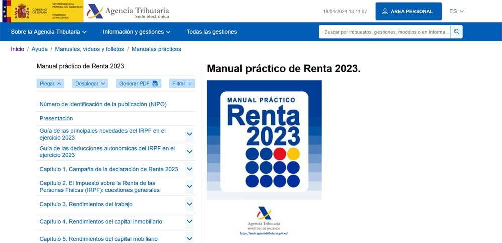 manual renta 2023