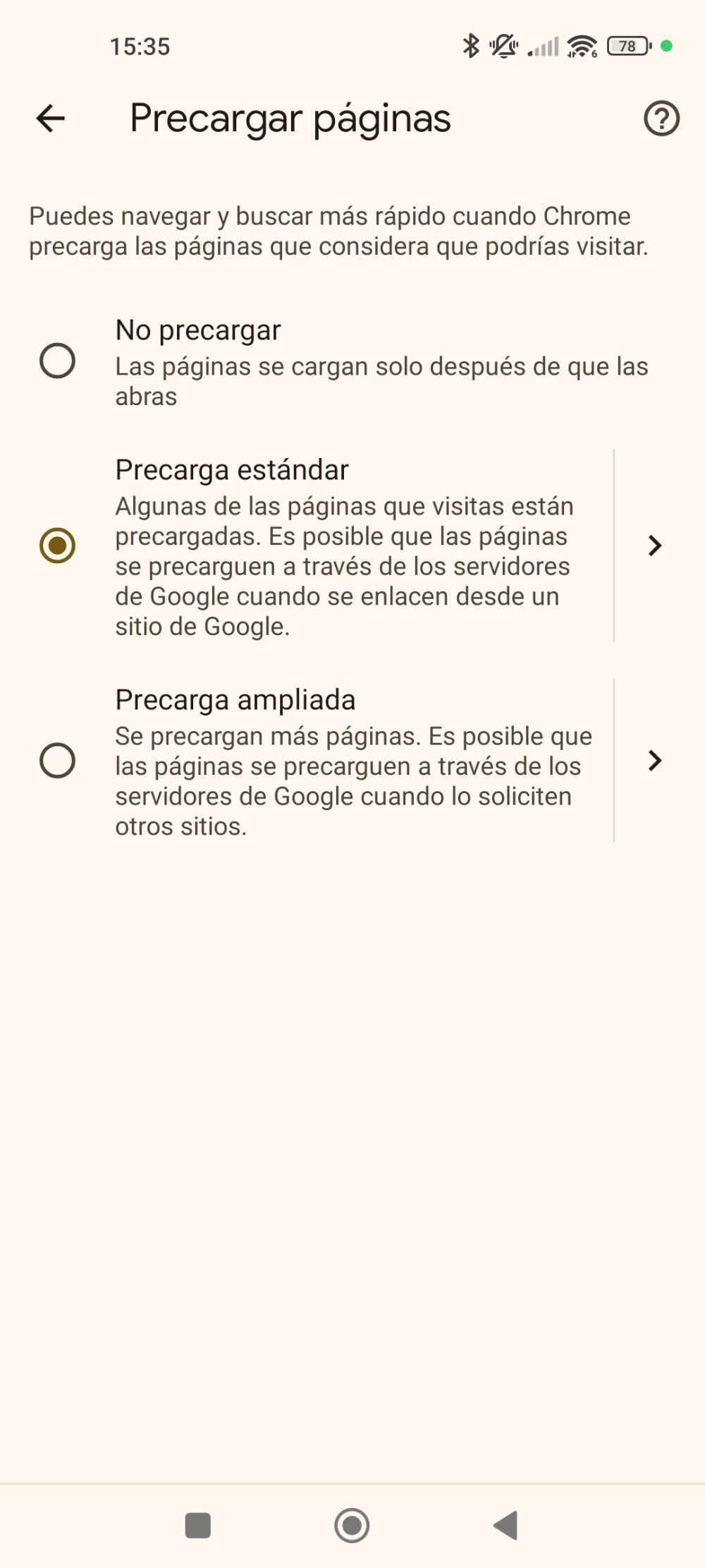 precarga paginas web google chrome smartphone