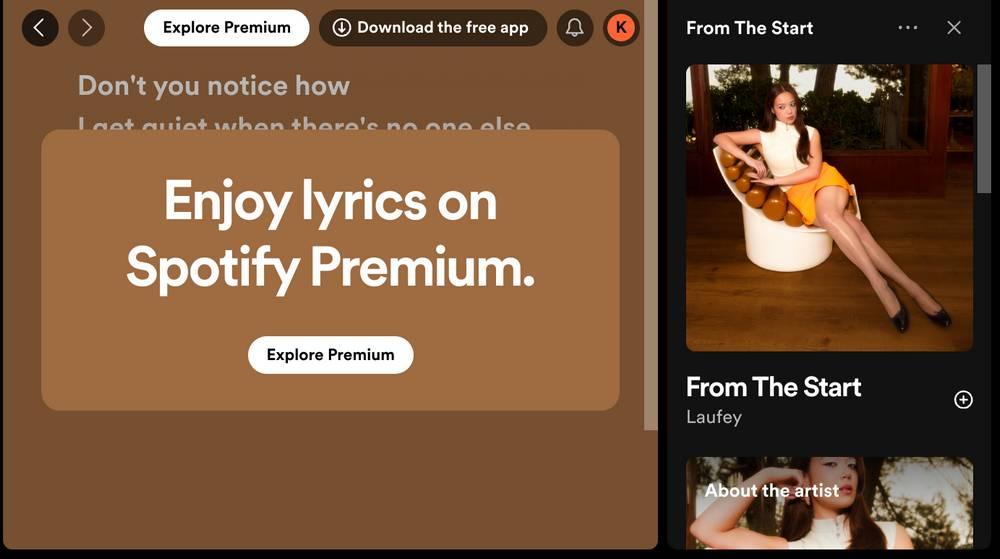 Spotify Premium letras canciones