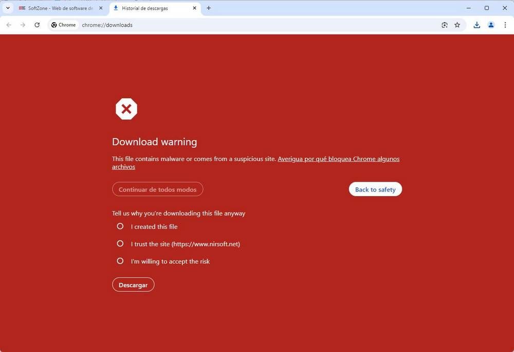 Descarga maliciosa bloqueada Google Chrome