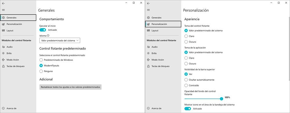 ModernLyouts - Modificar interfaz volumen Windows